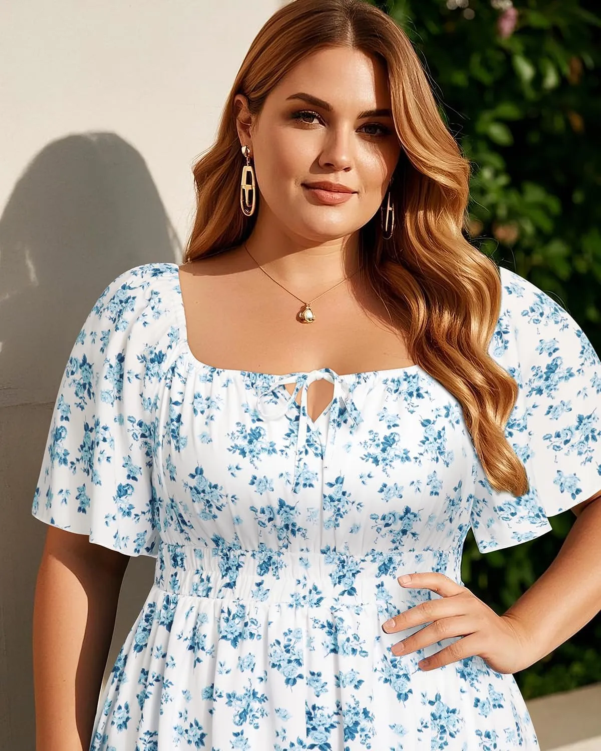 Plus Size Summer Dress 2025 - Milkmaid Sundress Boho Floral Casual Beach Wedding Midi Dresses