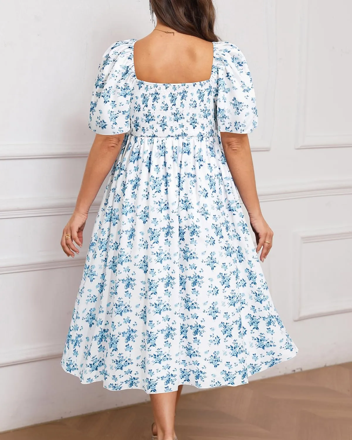 Plus Size Summer Dress 2025 - Milkmaid Sundress Boho Floral Casual Beach Wedding Midi Dresses