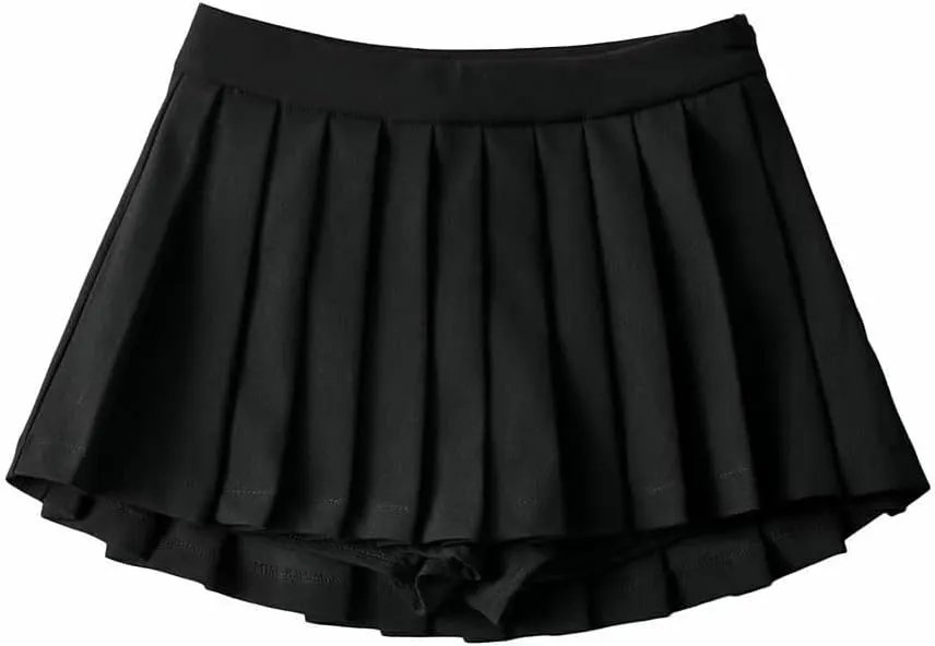 Pooyikoi Womens Sexy Mini Skirts High Waisted Pleated Tennis Skirt A-Line Skater Skirts Lining Shorts Pleated