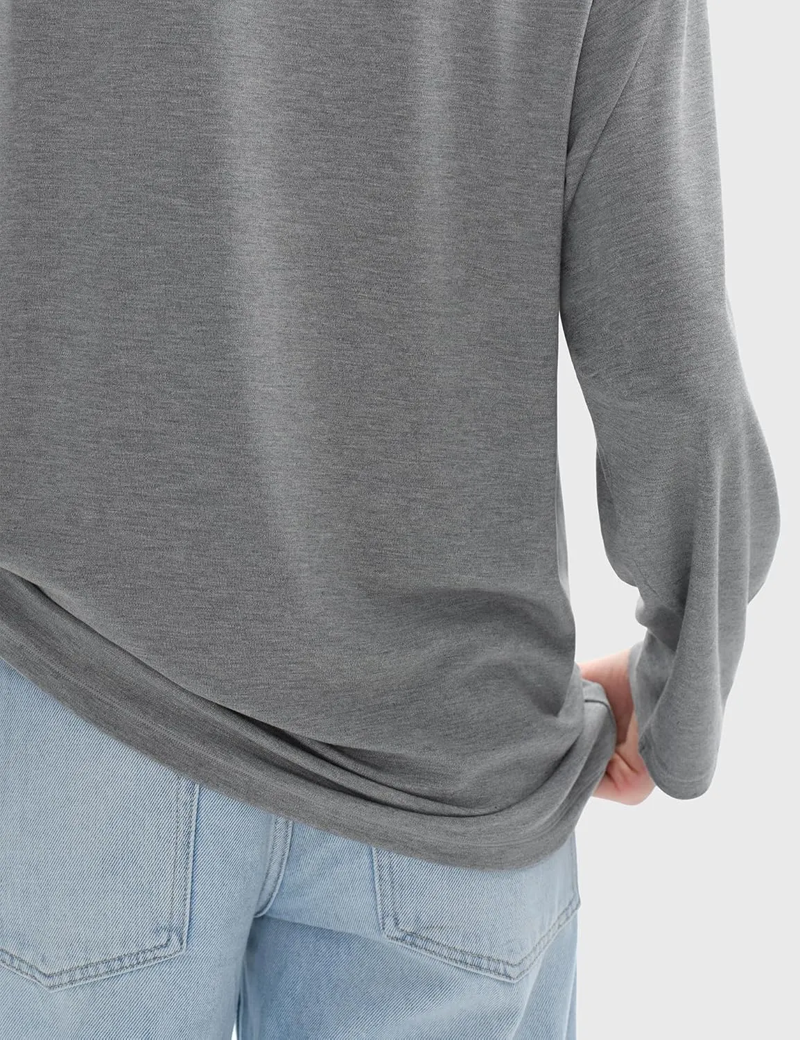PUMIEY Women's Oversized Long Sleeve T Shirts Crew Neck Loose Fit Tops Casual Basic Tee Mirror Collection