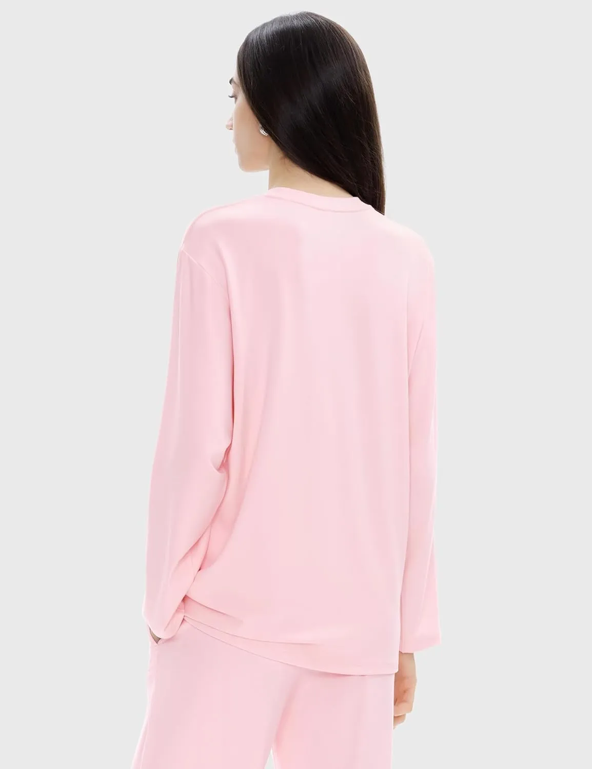 PUMIEY Women's Oversized Long Sleeve T Shirts Crew Neck Loose Fit Tops Casual Basic Tee Mirror Collection