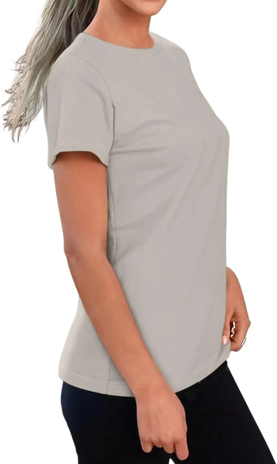 REORIA Womens Summer Crewneck Short Sleeve Cotton Tunic Tops Loose Fit Solid T Shirts 2025 Basic Tees