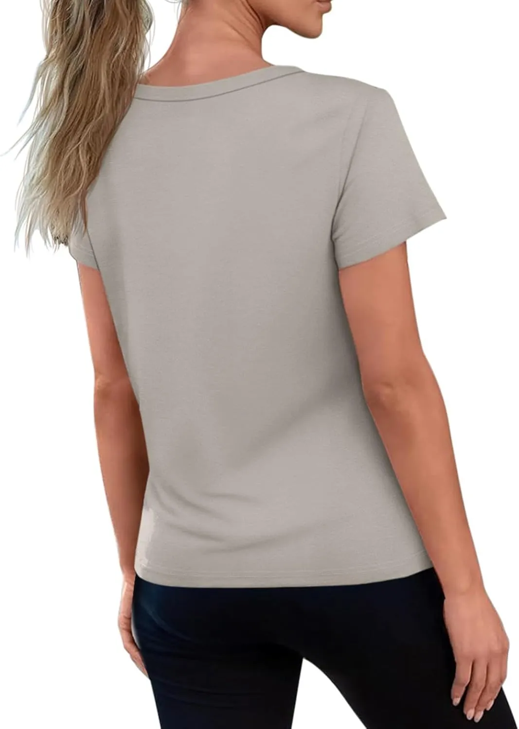 REORIA Womens Summer Crewneck Short Sleeve Cotton Tunic Tops Loose Fit Solid T Shirts 2025 Basic Tees
