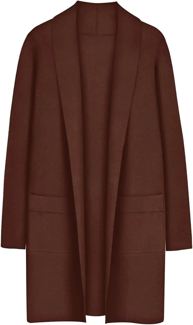RITERA Plus Size Cardigan Sweaters for Women Long Sleeve Open Front Lapel Collar Jacket Pocket Winter Coatigan XL-5XL