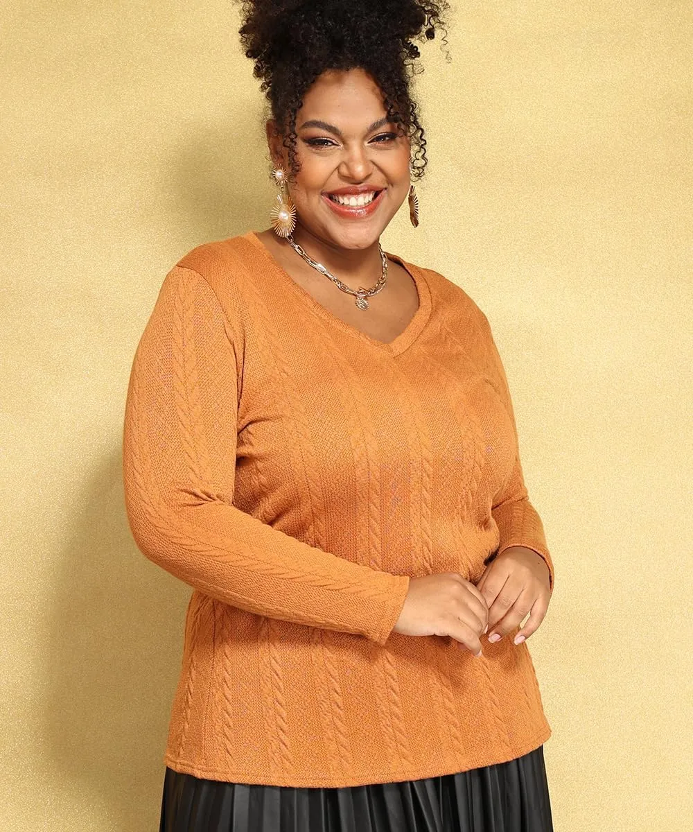 RITERA Plus Size Sweaters for Women Long Sleeve V Neck Cable Sweatershirts Fall Pullover Knitted Tops Oversize XL-5XL 14W-28W