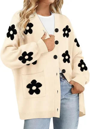 RITERA Womens Plus Size Cardigans Sweatershirts Coat Open Front Button Up Long Sleeeve Oversize Winter Outfit XL-5XL