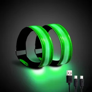 Running Light for Runners (2 Pack) Rechargeable LED Armband Reflective Running Gear, LED Light Up Band for Joggers Bikers Walkers