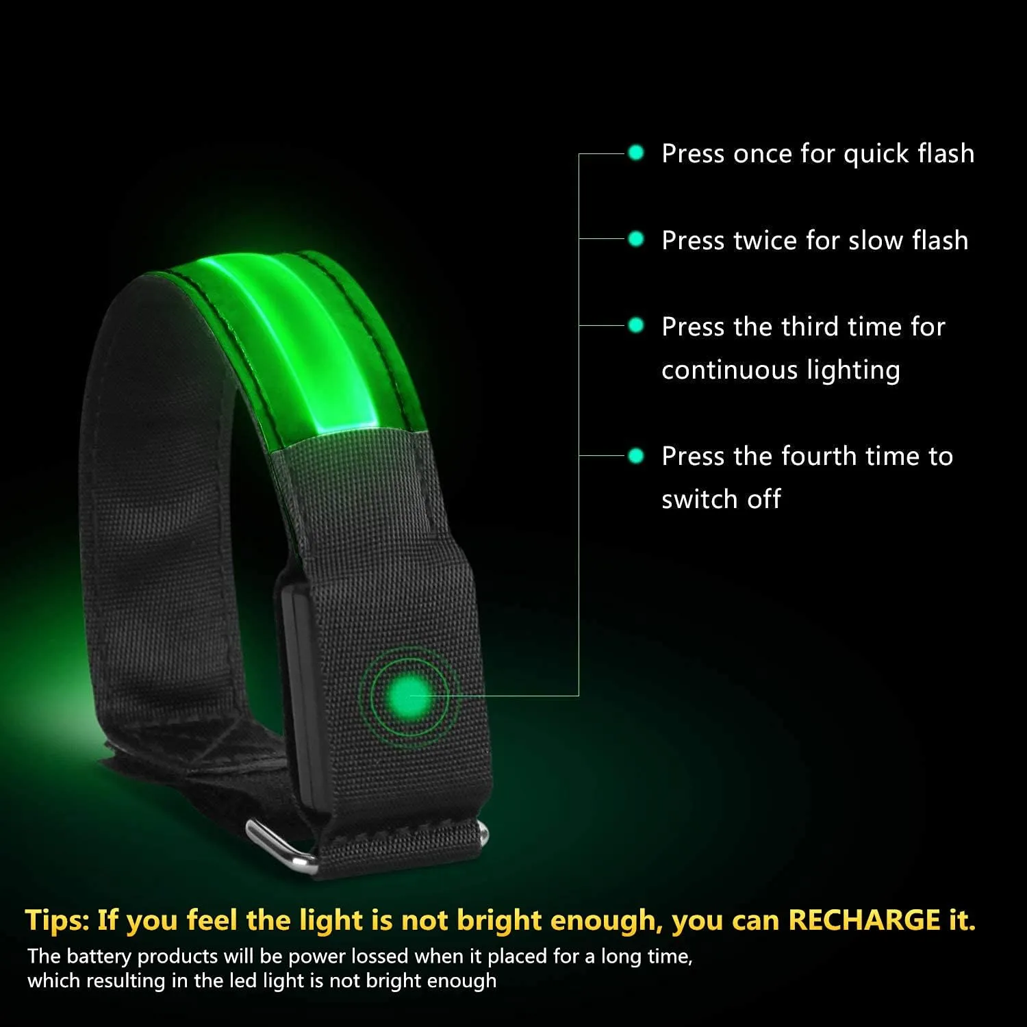 Running Light for Runners (2 Pack) Rechargeable LED Armband Reflective Running Gear, LED Light Up Band for Joggers Bikers Walkers