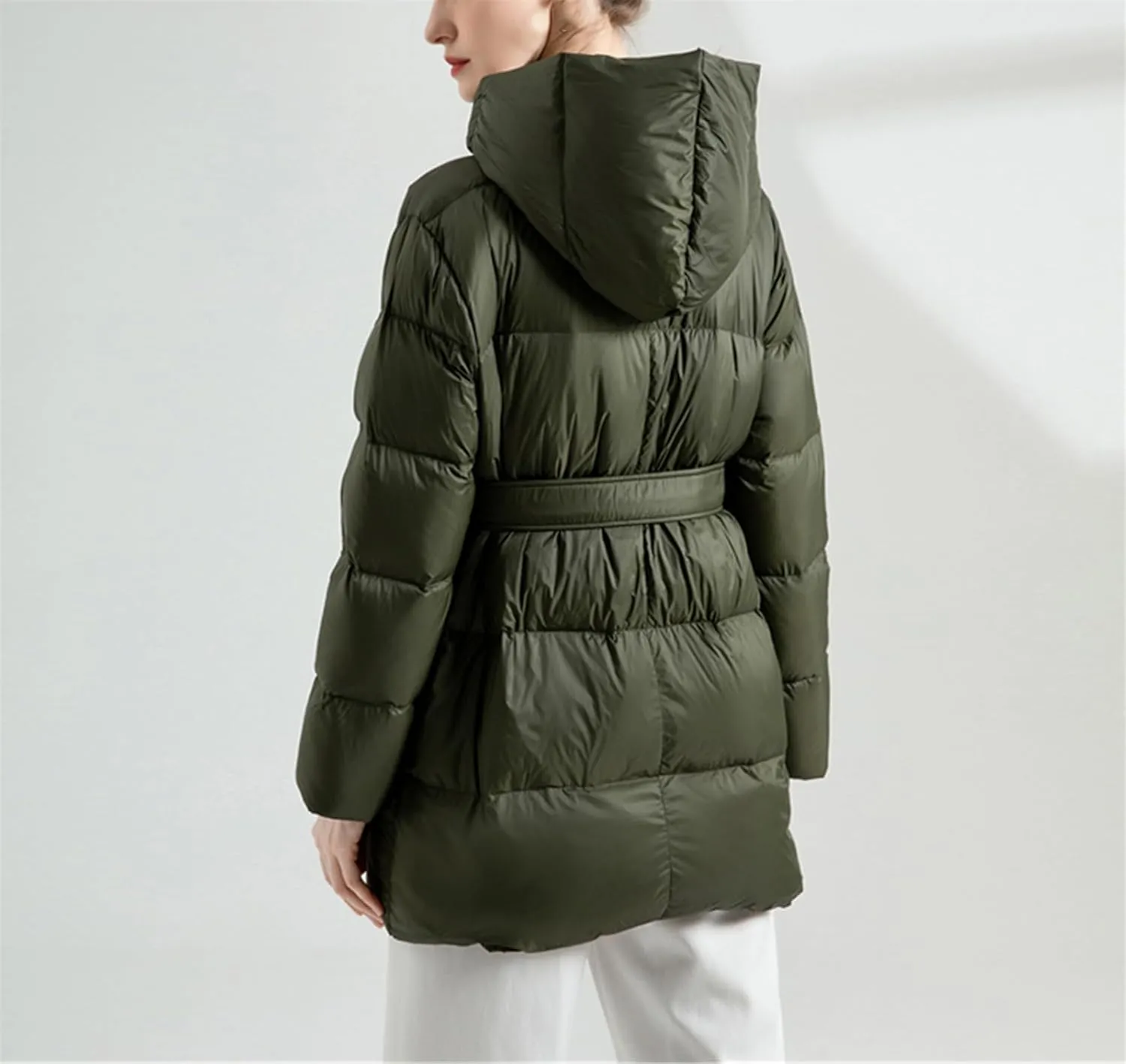 SaoBiiu Women Down Coat Thick Warm Puffer Jacket Female Down Parkas Overcoat Outerwear With Belt