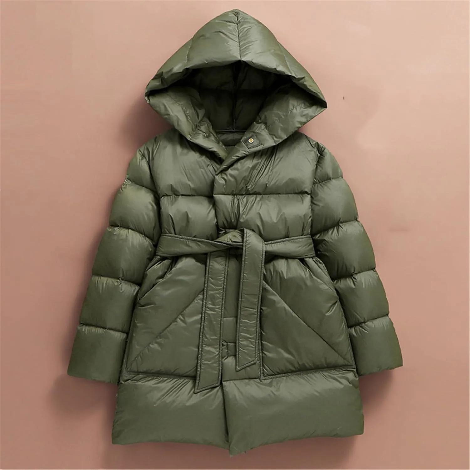 SaoBiiu Women Down Coat Thick Warm Puffer Jacket Female Down Parkas Overcoat Outerwear With Belt