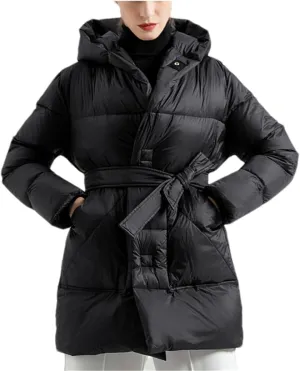 SaoBiiu Women Down Coat Thick Warm Puffer Jacket Female Down Parkas Overcoat Outerwear With Belt