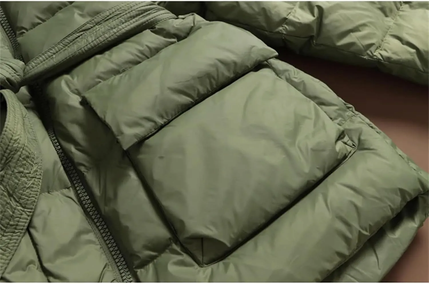 SaoBiiu Women Down Jacket Winter Casual Puffer Coat With Belt Warm Quilted Parka Portable Outerwear