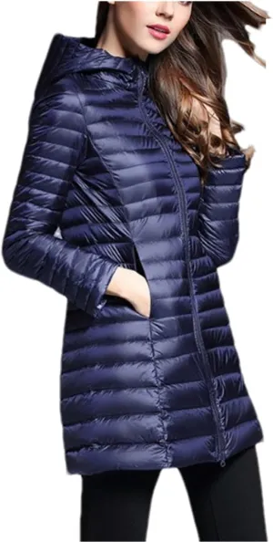 SaoBiiu Women Lightweight Long Parkas Duck Down Coat Female Long Puffer Jacket Overcoat Outerwear