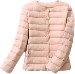 SaoBiiu Women Reversible Ultralight Puffer Jacket Collarless Duck Down Coat Female Portable Windproof Parkas