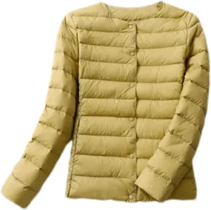 SaoBiiu Women Reversible Ultralight Puffer Jacket Collarless Duck Down Coat Female Portable Windproof Parkas