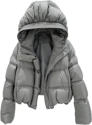 SaoBiiu Women Ultra Light Down Jacket Short Loose Thick Puffer Coat Casual Parkas