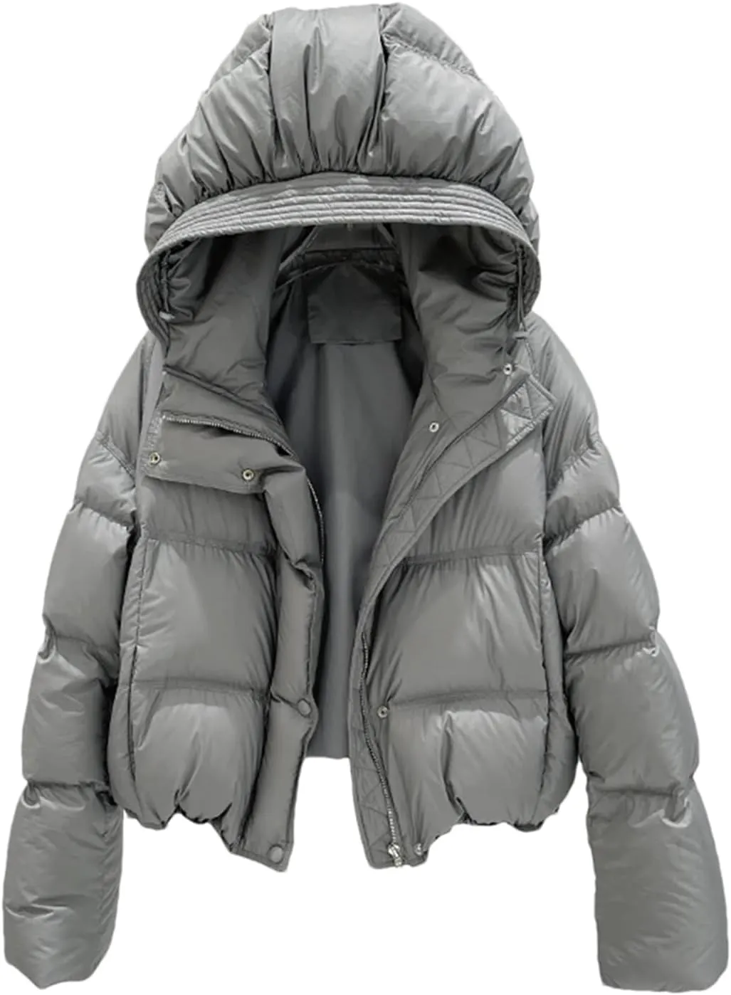 SaoBiiu Women Ultra Light Down Jacket Short Loose Thick Puffer Coat Casual Parkas