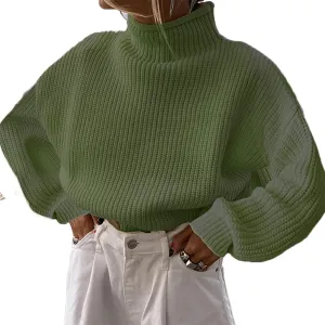 Sastianaen Women's Turtleneck Oversized Sweaters Long Sleeve Solid Pullover Loose Casual Chunky Knit Jumper