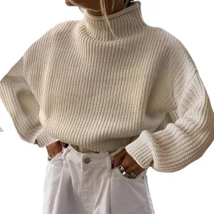 Sastianaen Women's Turtleneck Oversized Sweaters Long Sleeve Solid Pullover Loose Casual Chunky Knit Jumper