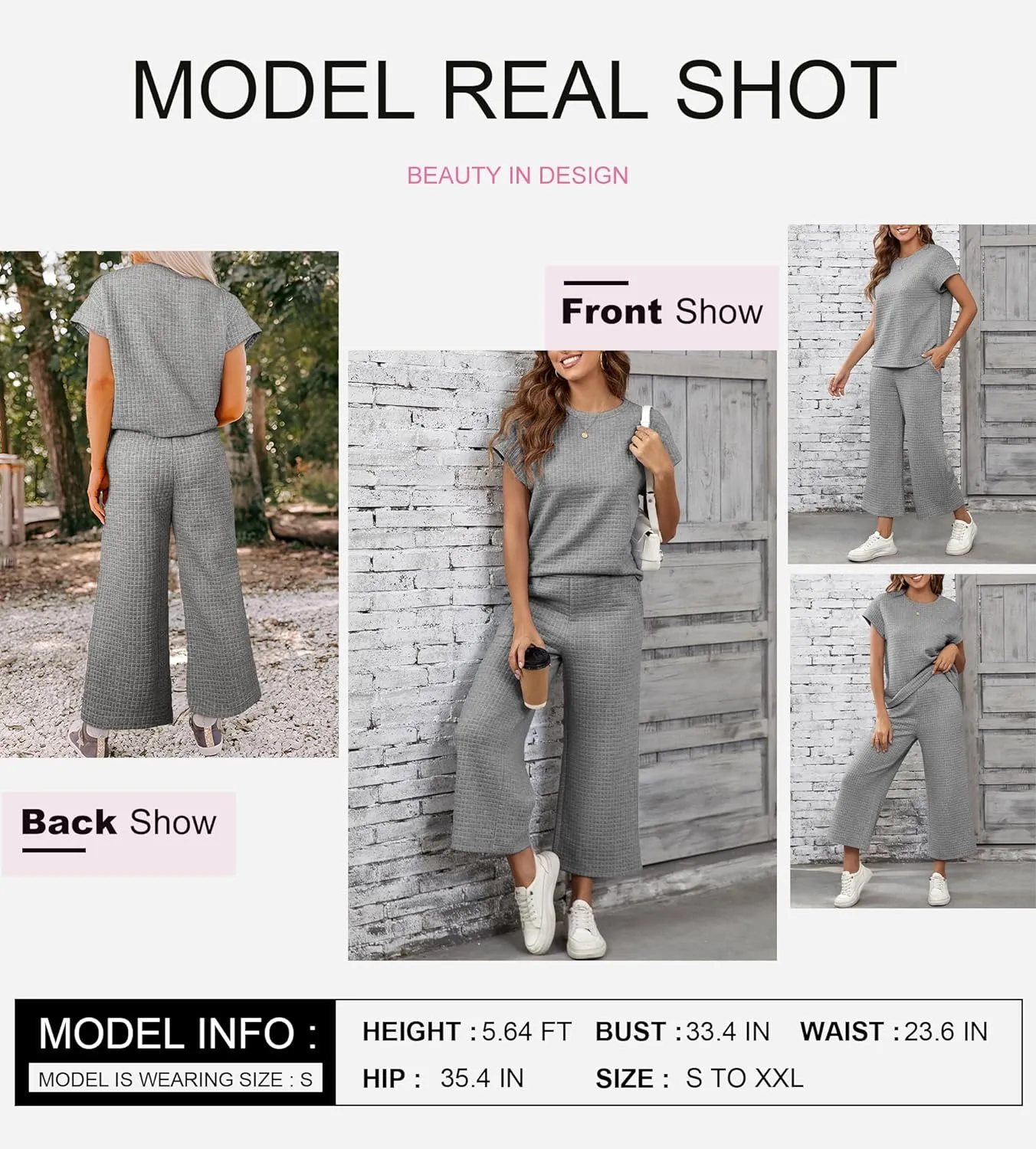 SHEWIN Womens Two Piece Spring Outfits Sweatsuits Casual Pullover Tops and Wide Leg Sweatpant Lounge Sets