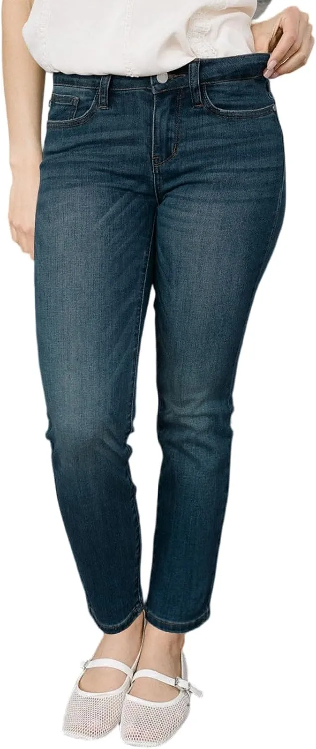 Skinny Jeans for Women High Waist Stretch Straight Leg Cropped Jeans Comfy Distressed Curvy Jean Leggings with Pockets