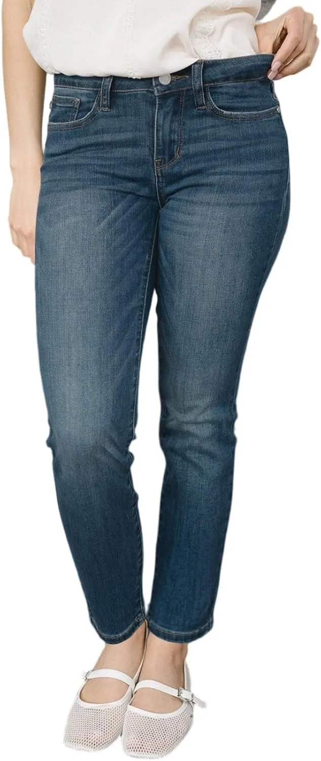 Skinny Jeans for Women High Waist Stretch Straight Leg Cropped Jeans Comfy Distressed Curvy Jean Leggings with Pockets