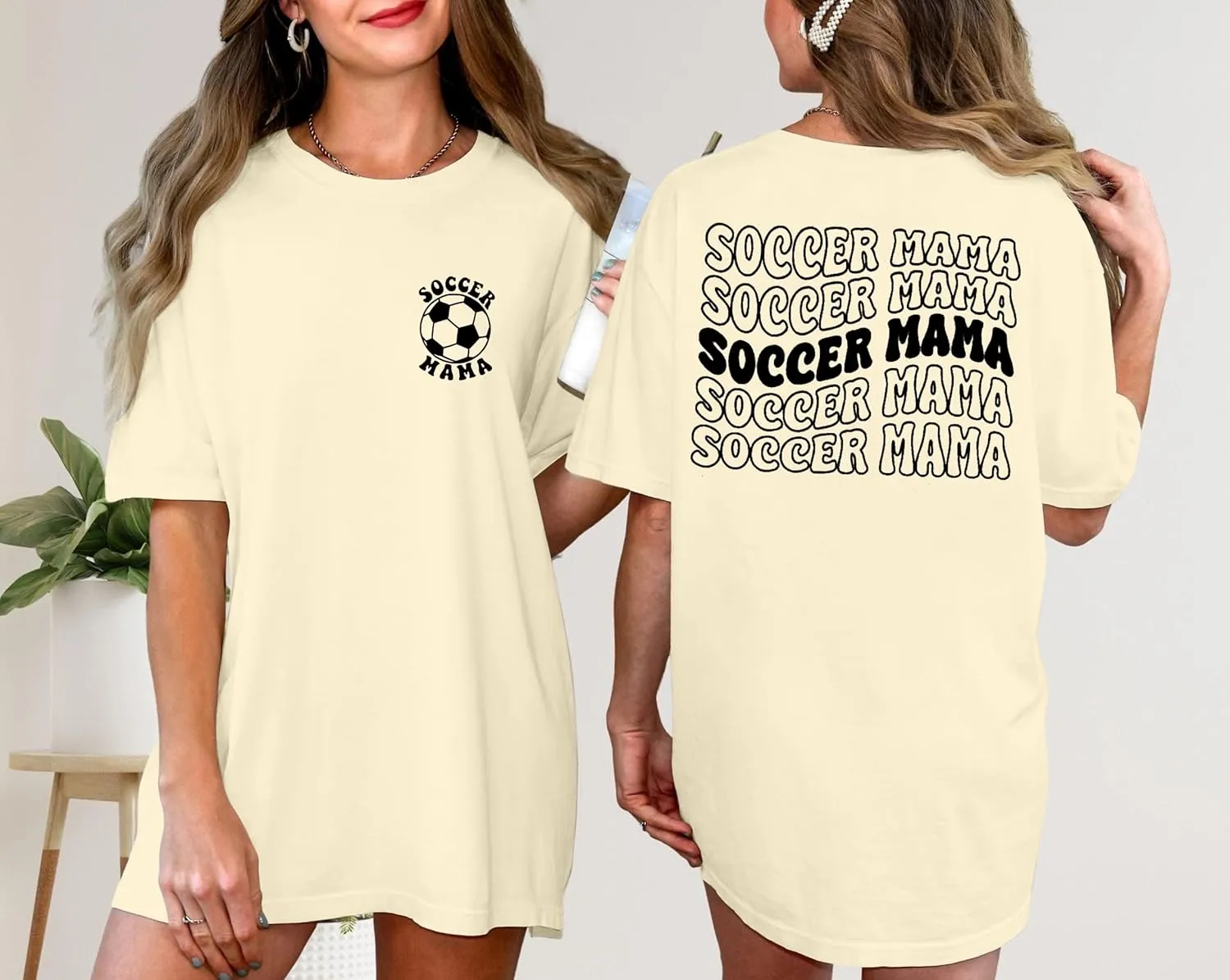 Soccer Mom Shirt for Women Soccer Mama Letter Printed Tee Funny Soccer Graphic T-Shirt Oversized Short Sleeve Tops