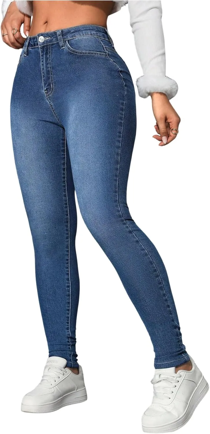 SOLY HUX Women's Jeans High Waisted Skinny Pencil Denim Pants Casual Leggings with Pockets