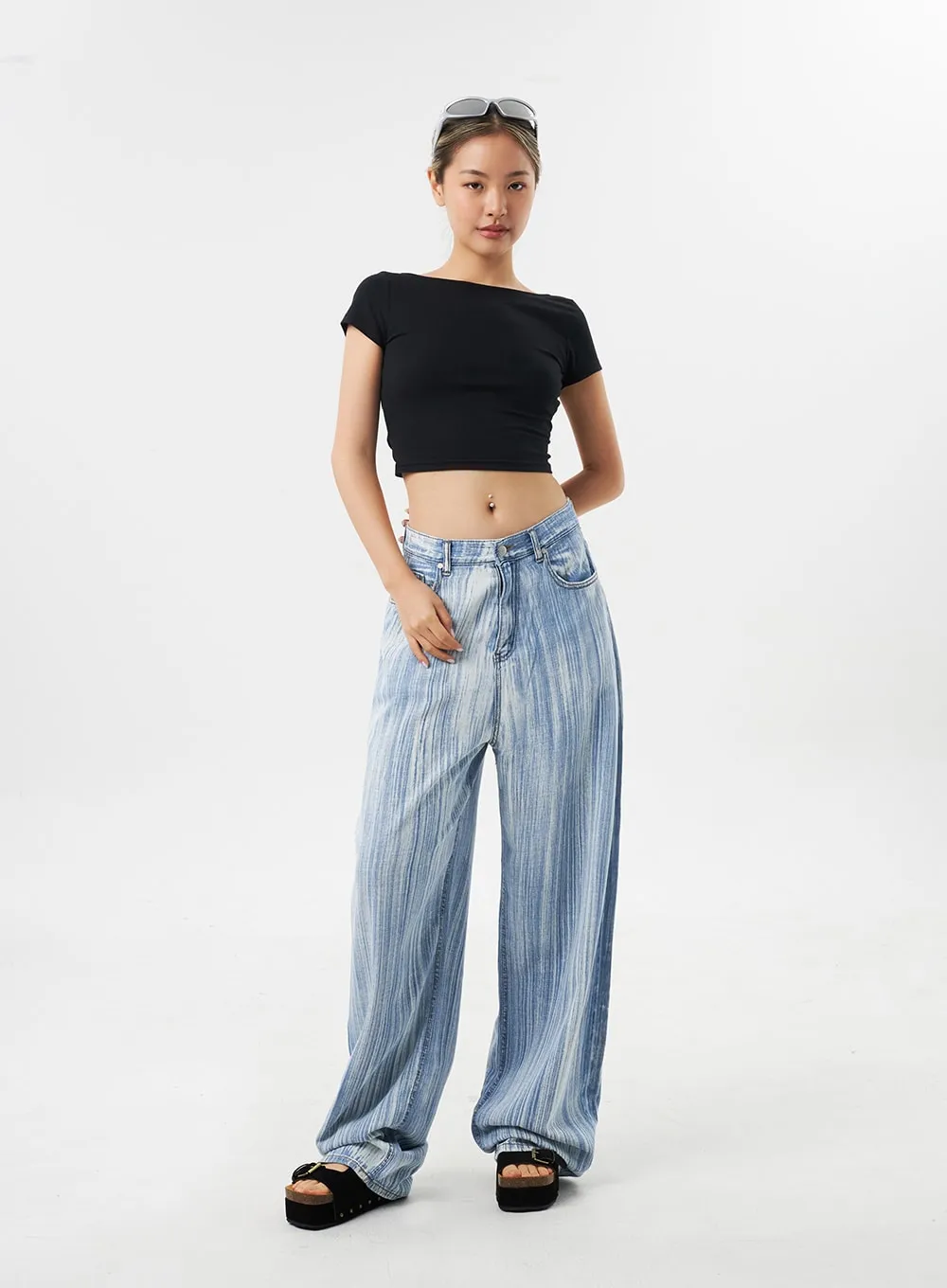 Stripe Baggy Jeans CU302