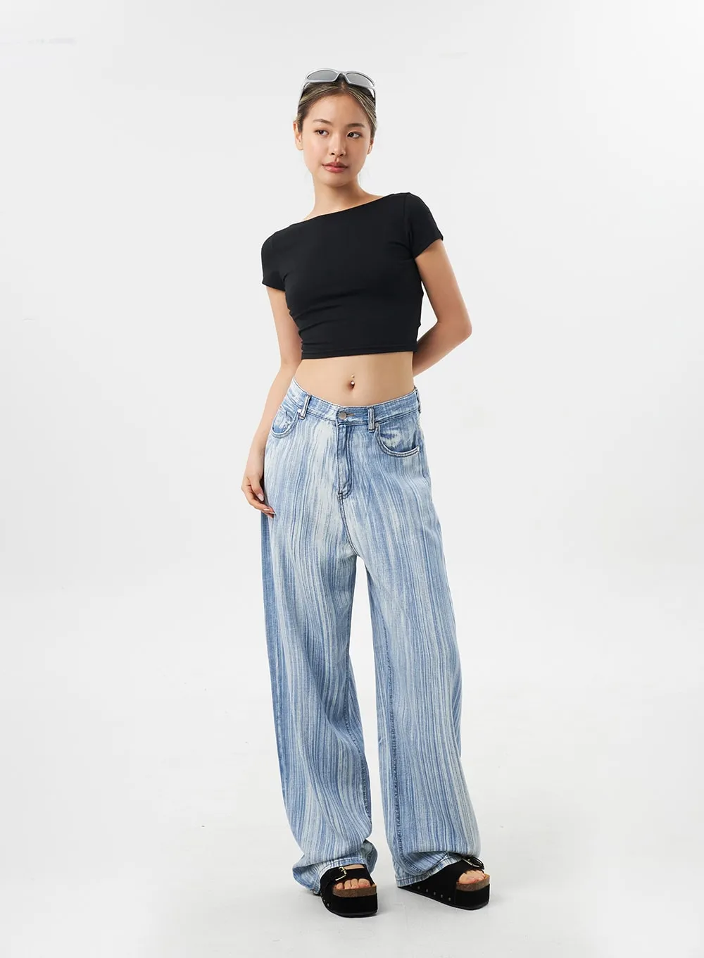 Stripe Baggy Jeans CU302