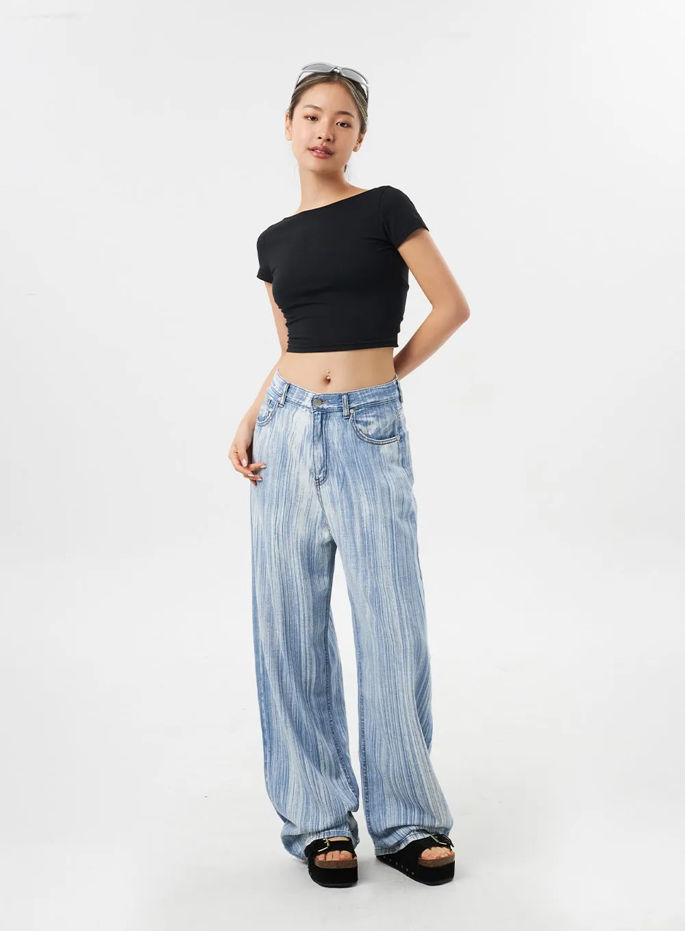 Stripe Baggy Jeans CU302