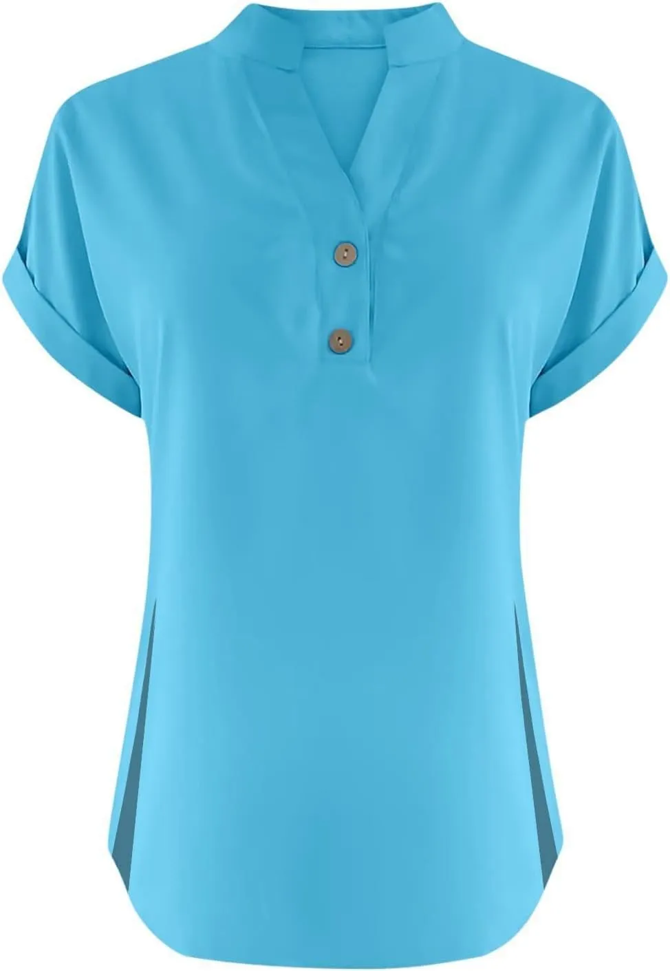 Summer Cotton Linen Shirts for Women 2025 Button Down Short Sleeve V Neck Shirts Solid Color Comfy Blouses Tunic Tops