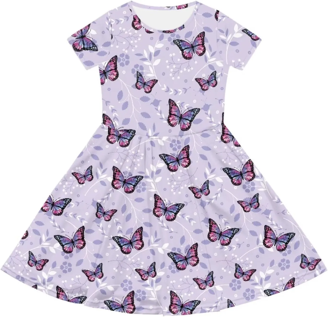 Summer Knee-Length Dresses for Girls 2-14 Years Old Machine Washable and Wrinkle-Resistant