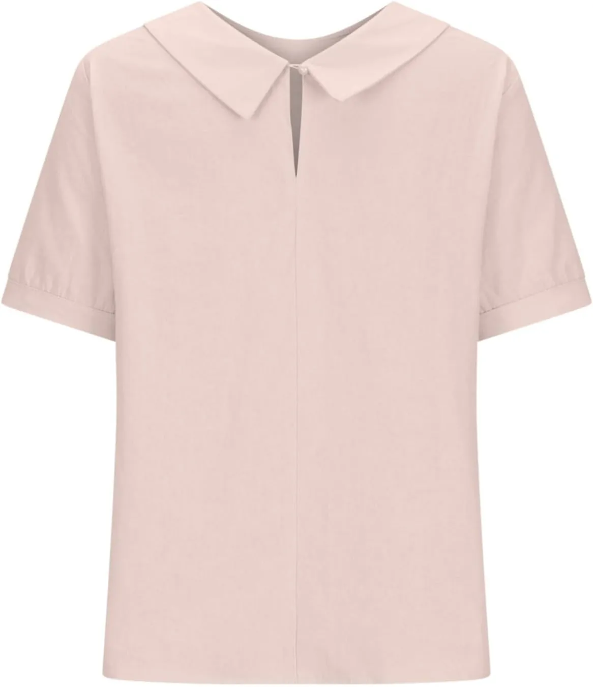 Summer Linen Shirts for Womens Short Sleeve Casual Stand Collared Work Blouse Tunic Tops