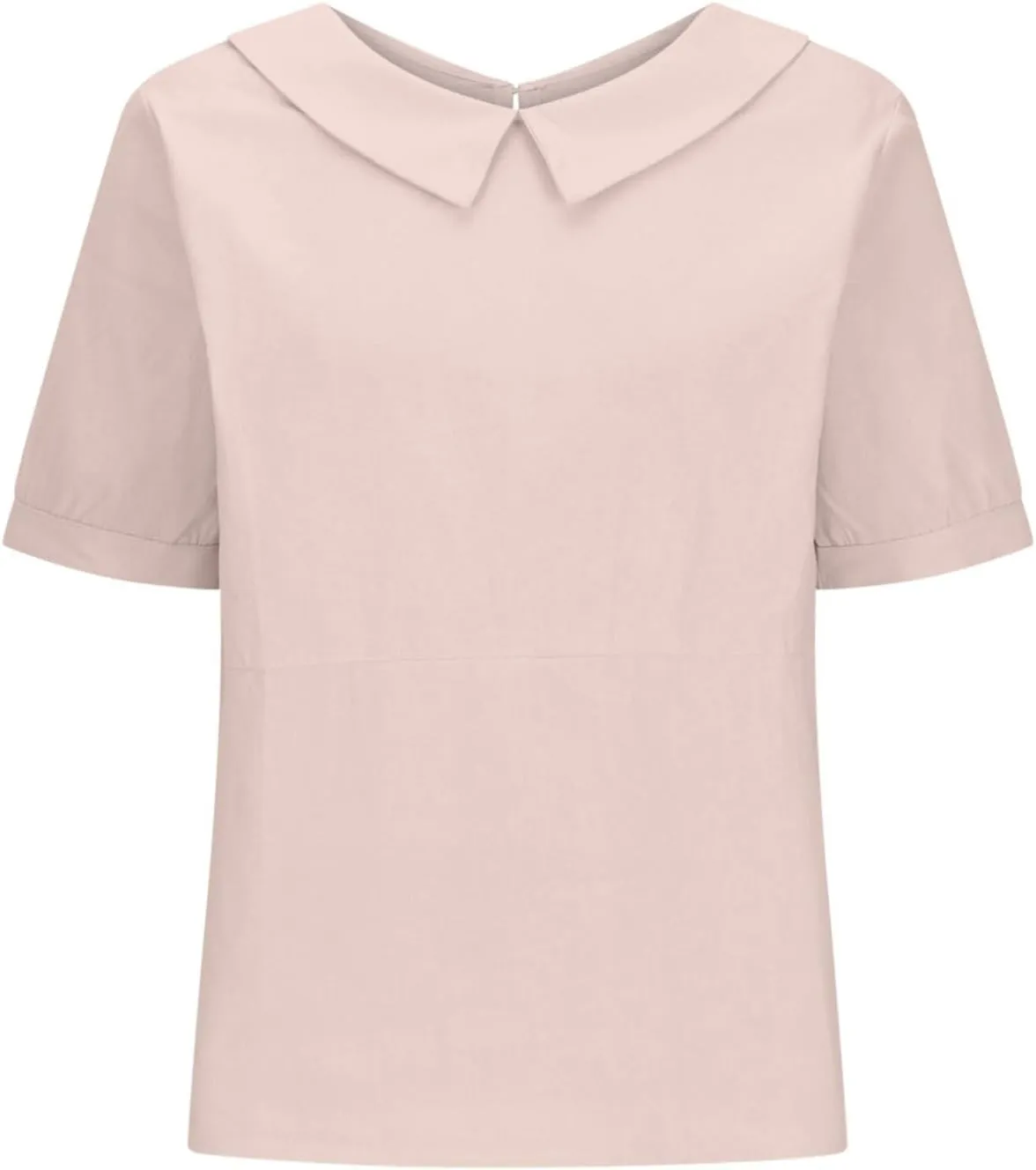 Summer Linen Shirts for Womens Short Sleeve Casual Stand Collared Work Blouse Tunic Tops