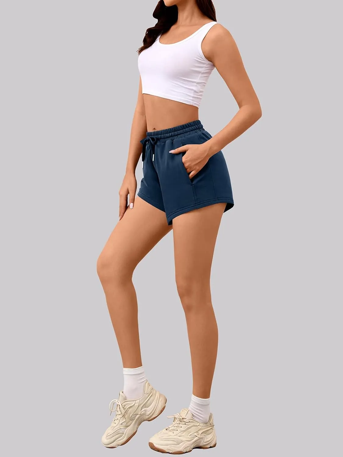Sweat Shorts Women Comfy Trendy Casual Summer Drawstring Cotton Lounge Shorts Womens Athletic Outfits Clothes