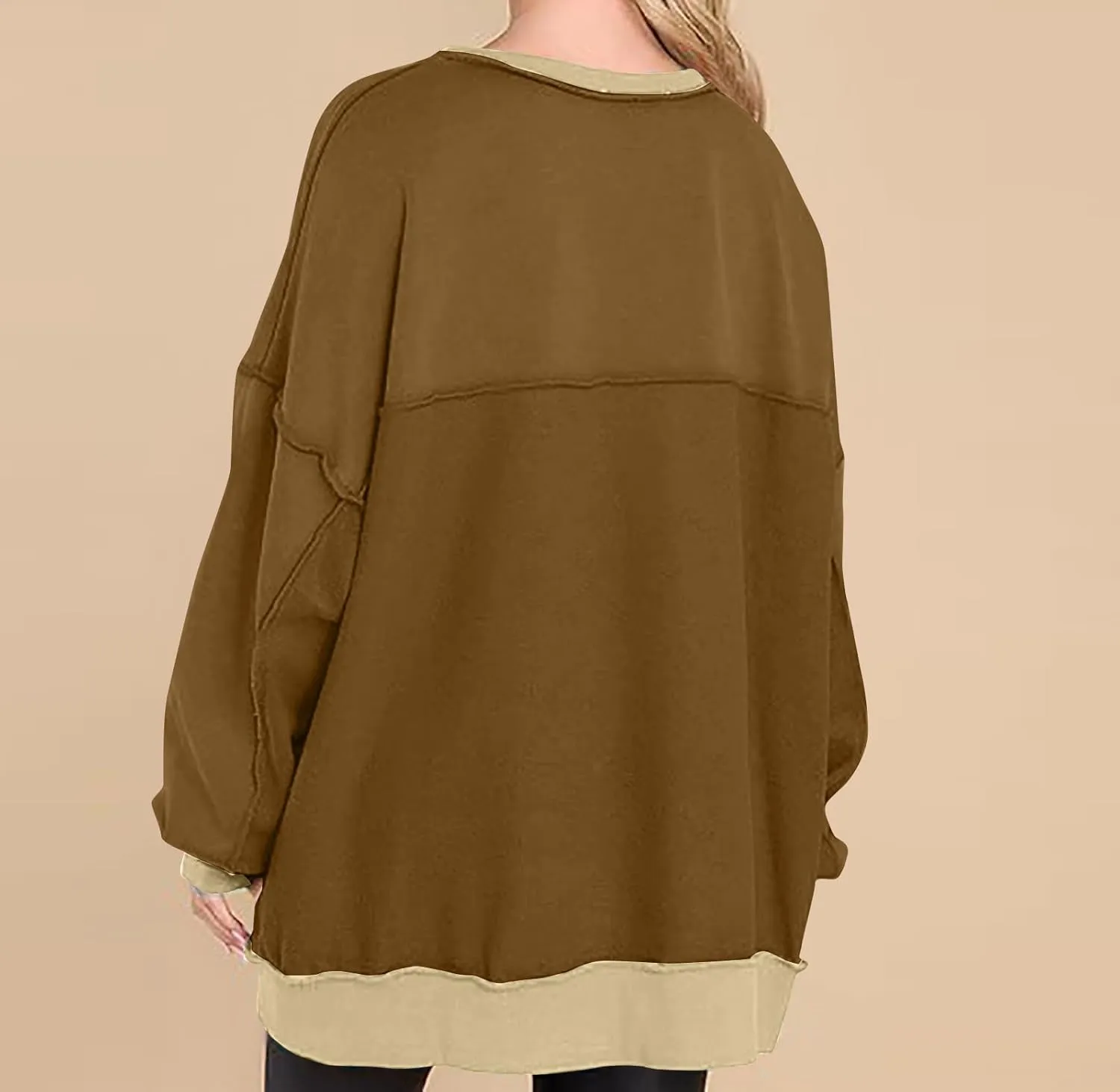Sweatshirt for Women Oversized Crewneck Side Slit Long Sleeve Pullover Shirts Loose Fit Fall Fashion Trendy Hoodies