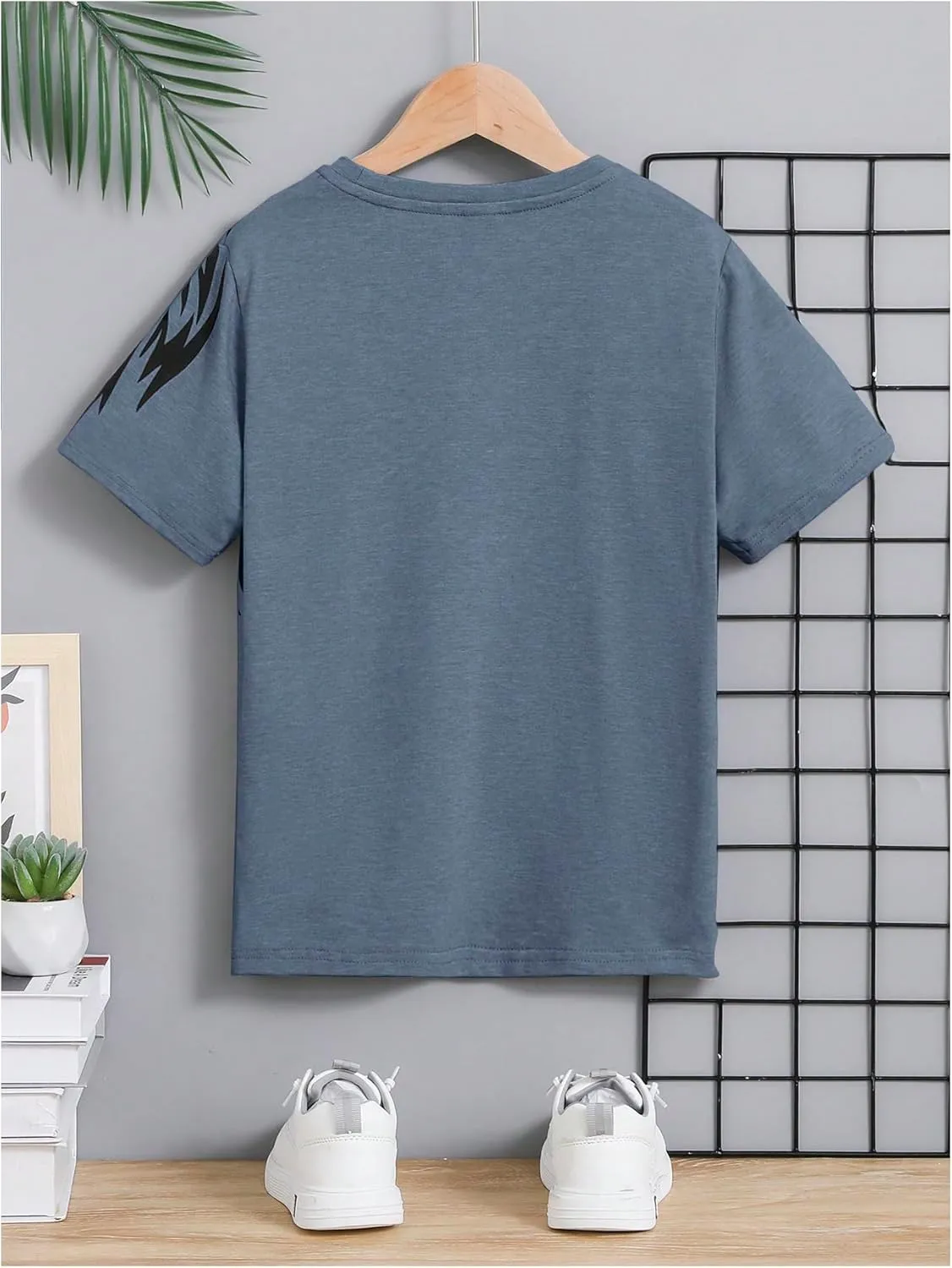 SweatyRocks Boy's Letter Print T Shirts Crew Neck Short Sleeve Graphic Tees Tops