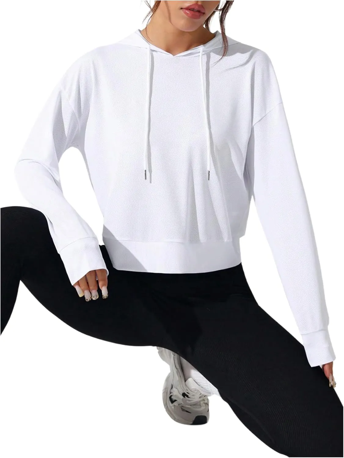 SweatyRocks Women's Letter Graphic Cut Out Back Long Sleeve Workout Hoodie Shirt