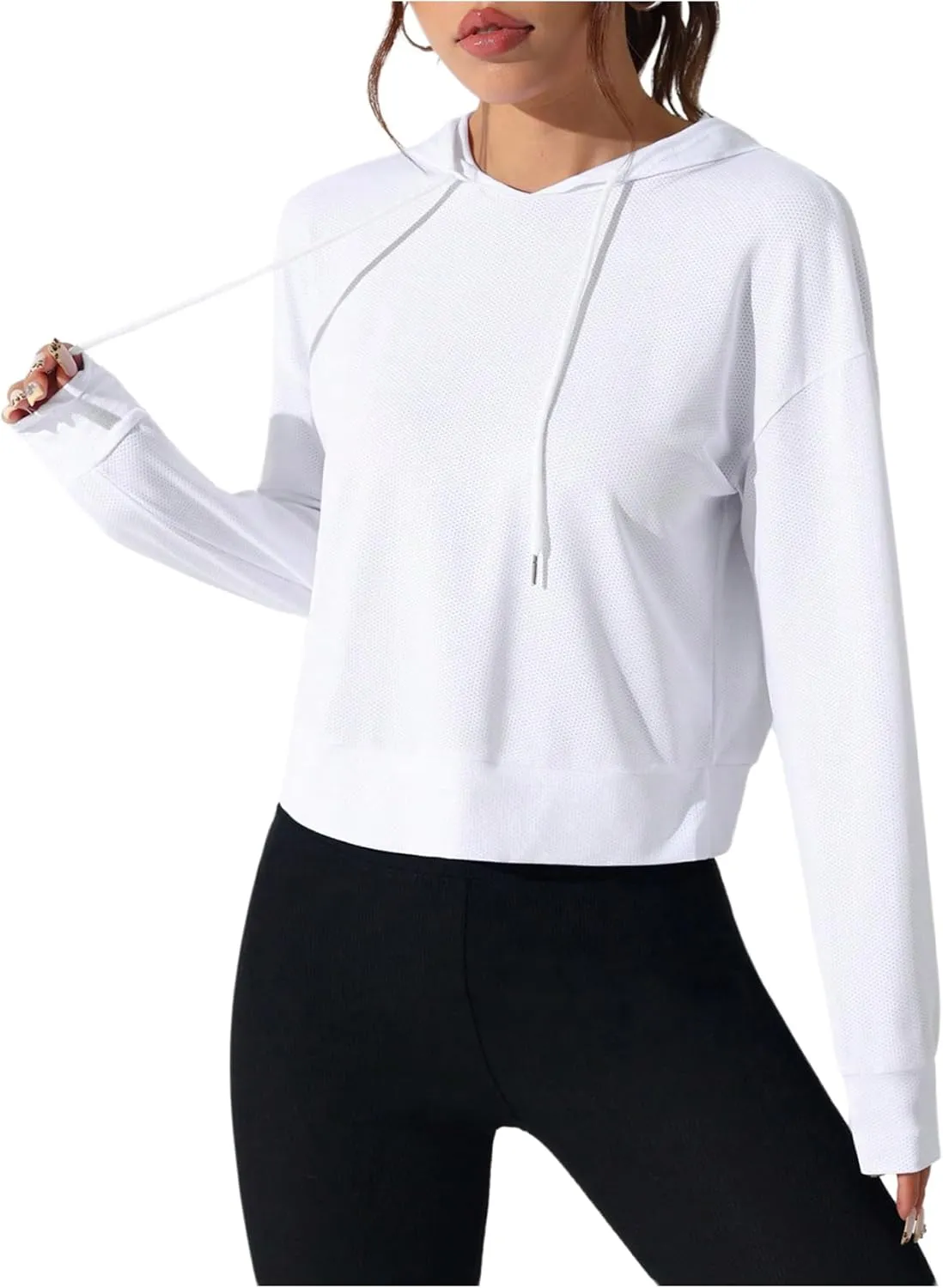 SweatyRocks Women's Letter Graphic Cut Out Back Long Sleeve Workout Hoodie Shirt