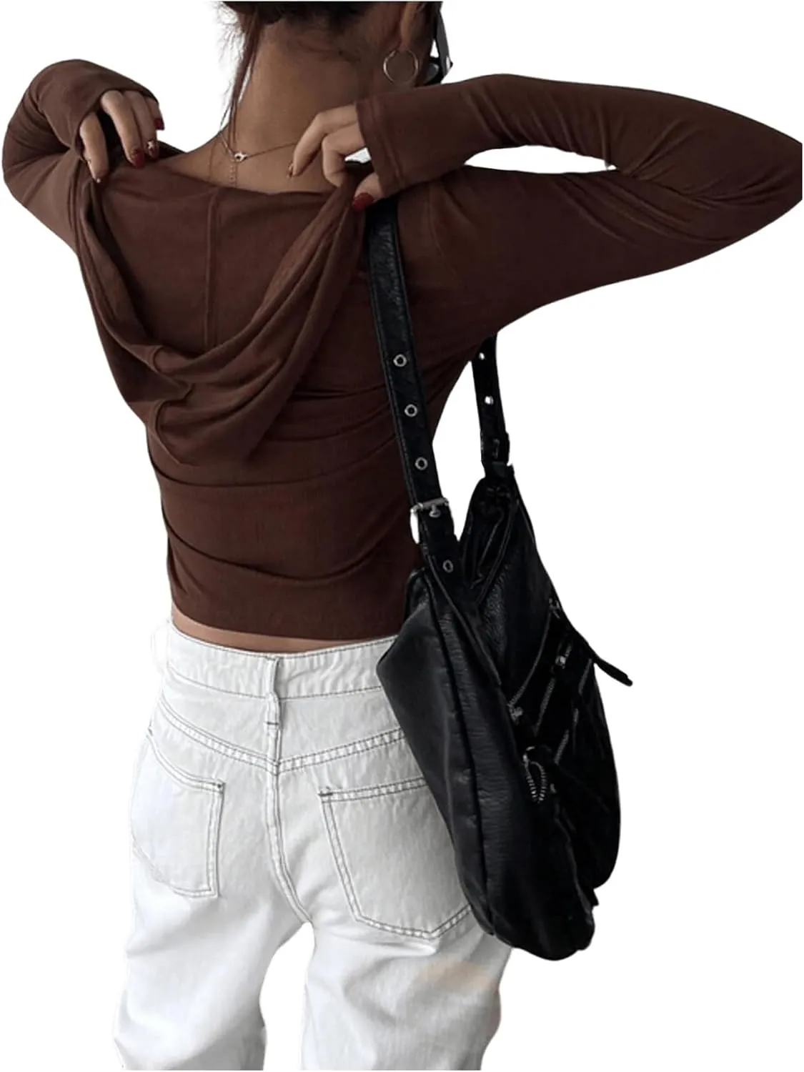SweatyRocks Women's Zip Up Hoodie Long Sleeve Drawstring Lightweight Cropped Sweatshirt Jackets