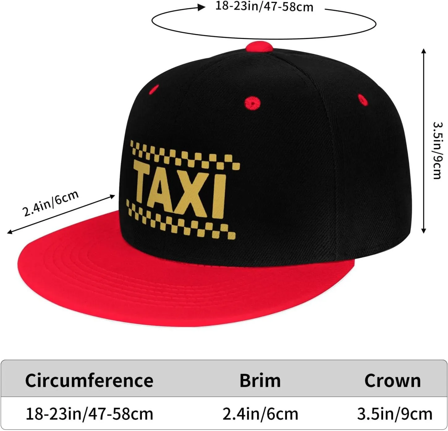Taxi Driver Cab Flat Bill Hat Classic Adjustable Hip Hop Style Flat Bill Hat for Kids Red