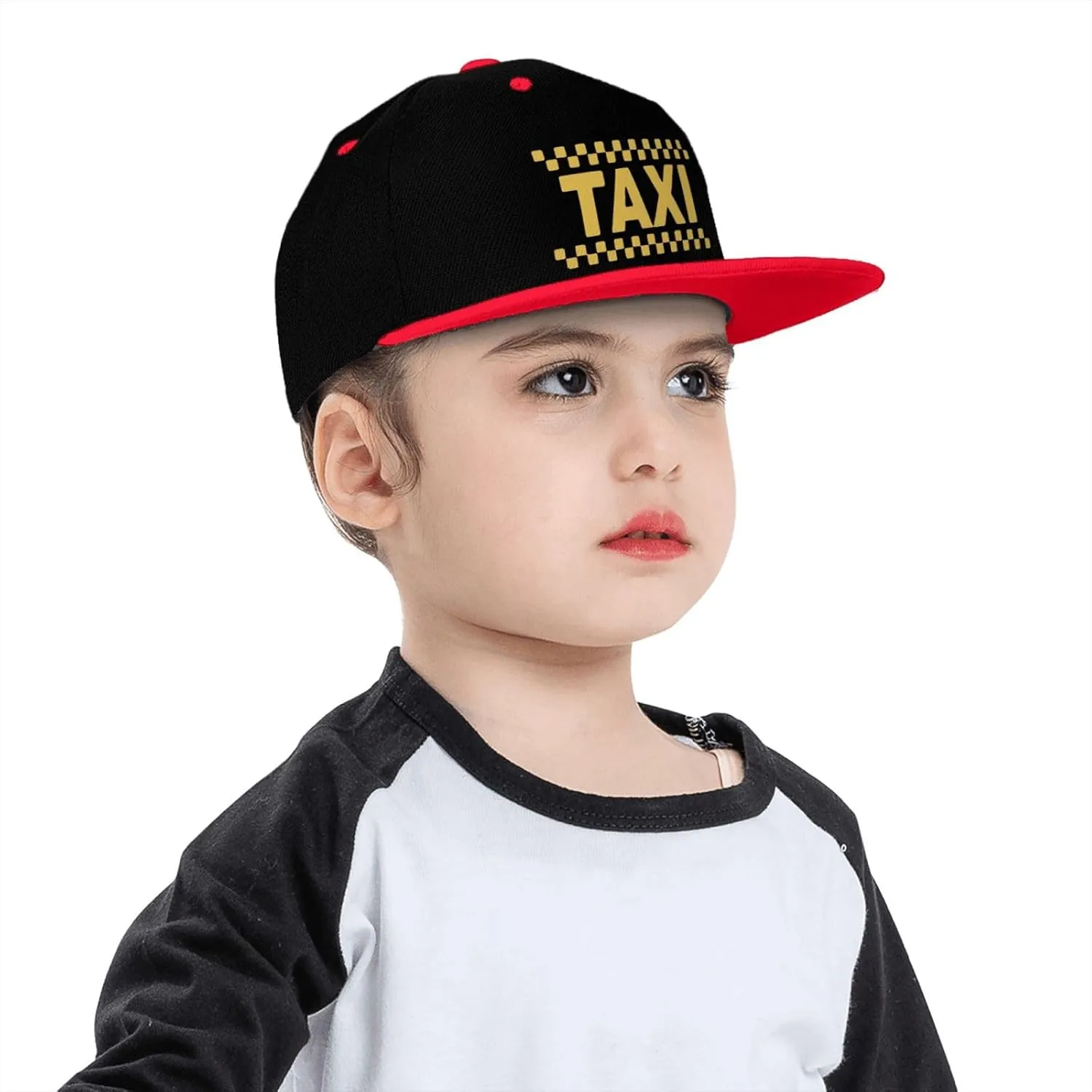 Taxi Driver Cab Flat Bill Hat Classic Adjustable Hip Hop Style Flat Bill Hat for Kids Red