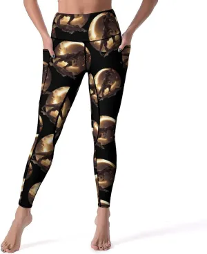 Total Solar Eclipse T-rex Women's Yoga Pants Leggings with Pockets High Waist Compression Workout Pants
