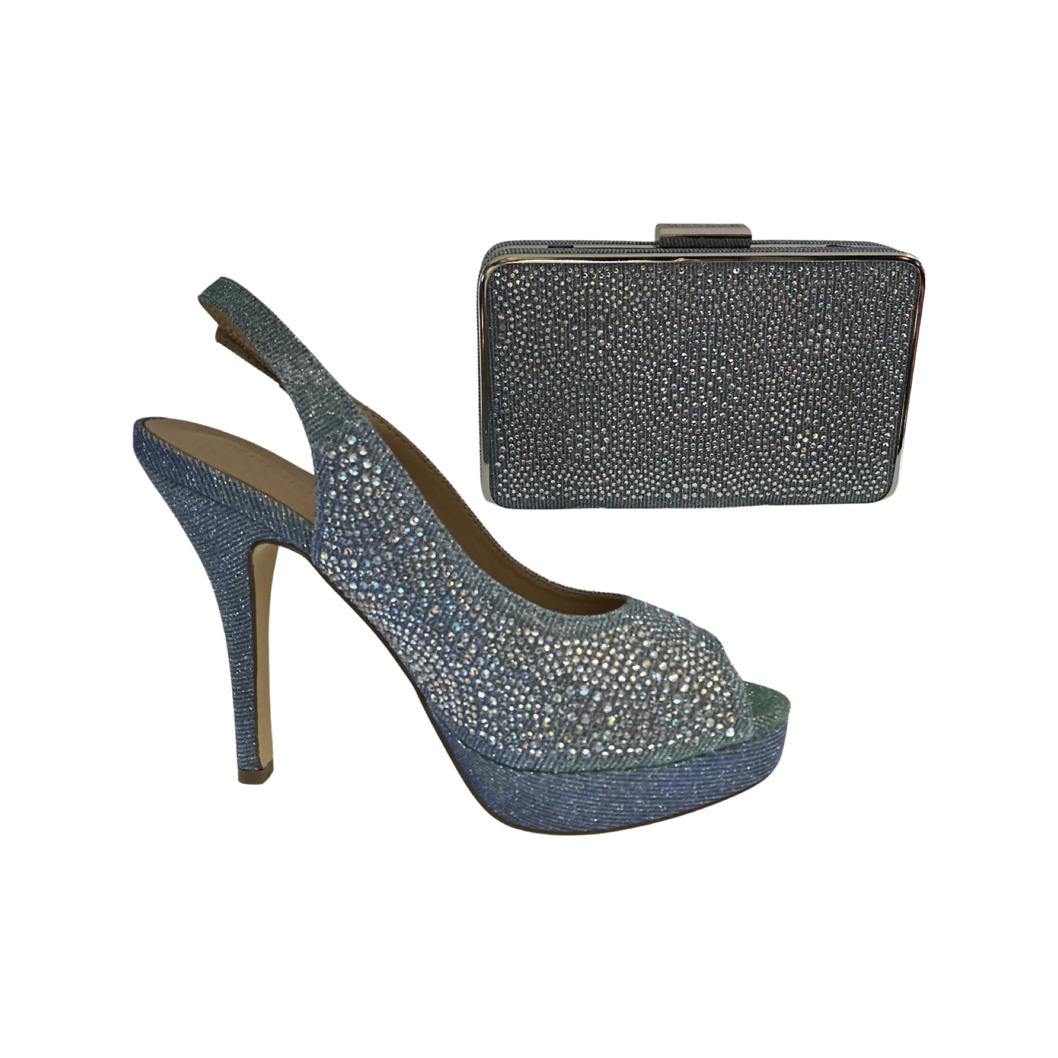 Turquoise Blue Shoes with Matching Bag