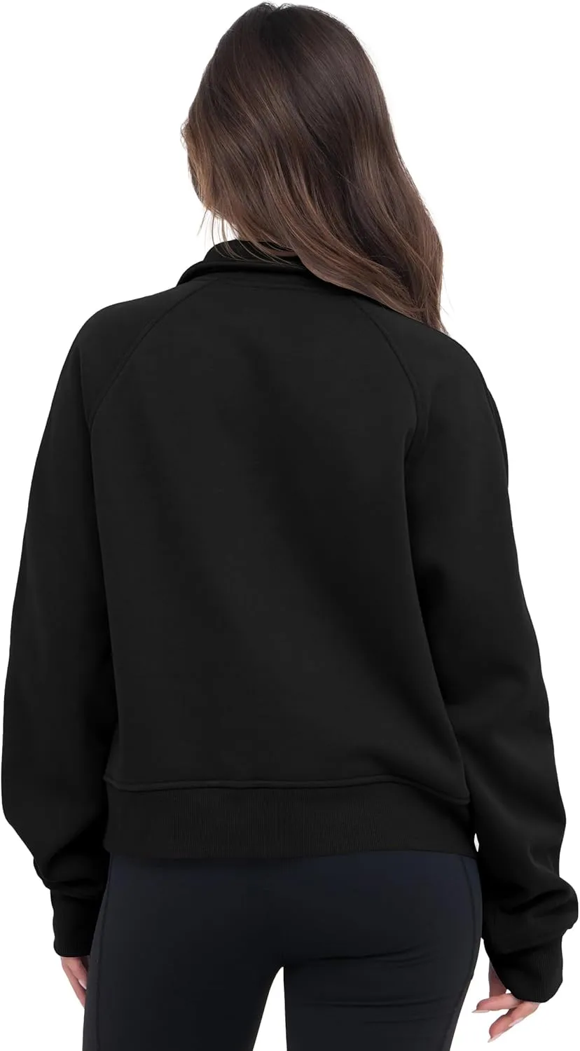 VIUTIL Womens Half Zip Sweatshirt Fleece Cropped Pullover with Thumb Hole Fall Trendy Clothes 2025