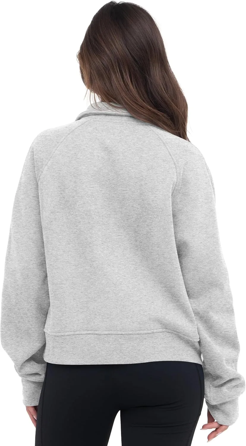 VIUTIL Womens Half Zip Sweatshirt Fleece Cropped Pullover with Thumb Hole Fall Trendy Clothes 2025