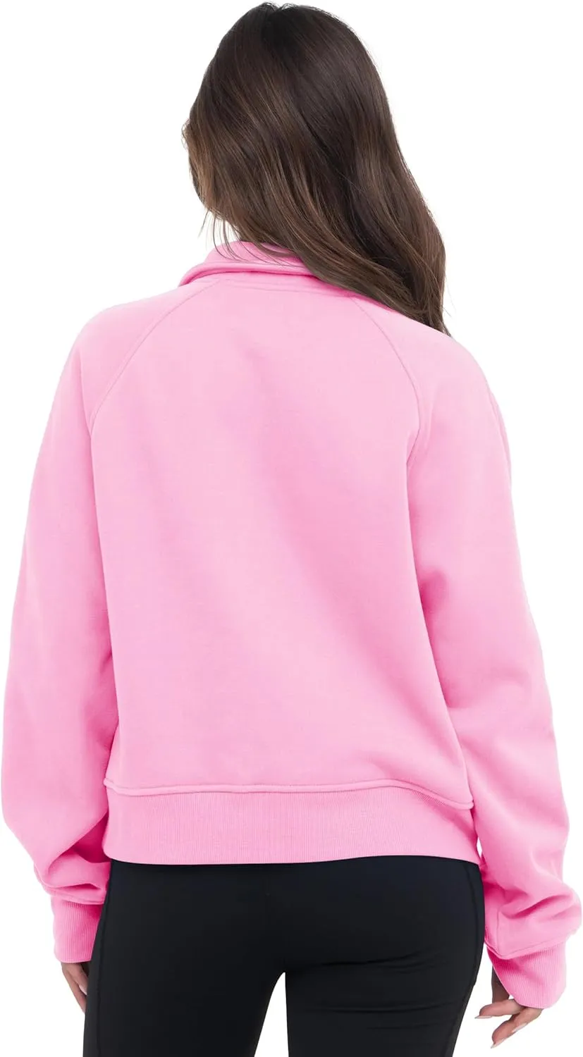 VIUTIL Womens Half Zip Sweatshirt Fleece Cropped Pullover with Thumb Hole Fall Trendy Clothes 2025