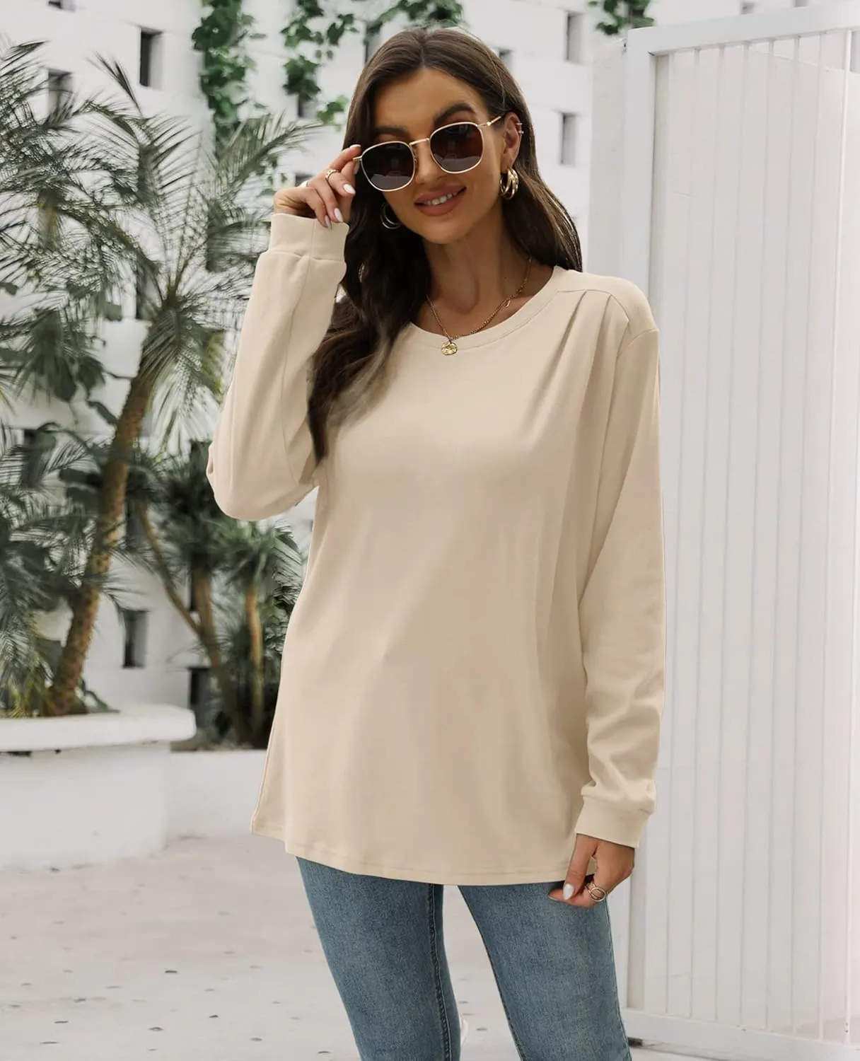 WIHOLL Crewneck Sweatshirt for Women Long Sleeve Shirts Casual Fall Tops