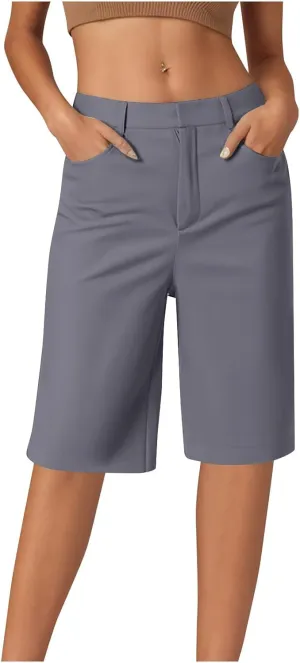Wkishenl Women's Bermuda Shorts Trendy 2025 Casual Summer Knee Length Short High Waisted Straight Leg Hiking Vacation Outfits